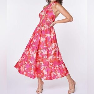 Feeling Like Forever Fuchsia Floral Print Maxi Dress